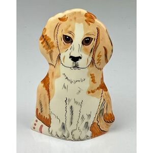 Dogs By Nina Vase Planter Beagle Puppy Beautiful Condition Nina Lyman Tan 8in CN